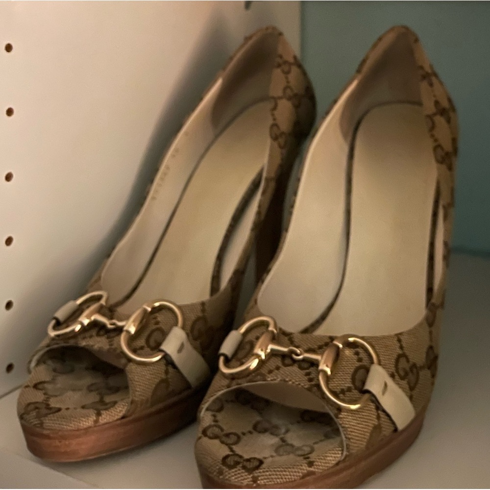 🤎🇮🇹Vintage Gucci Beige & Ebony original GG Size 10 - Picture 2 of 13